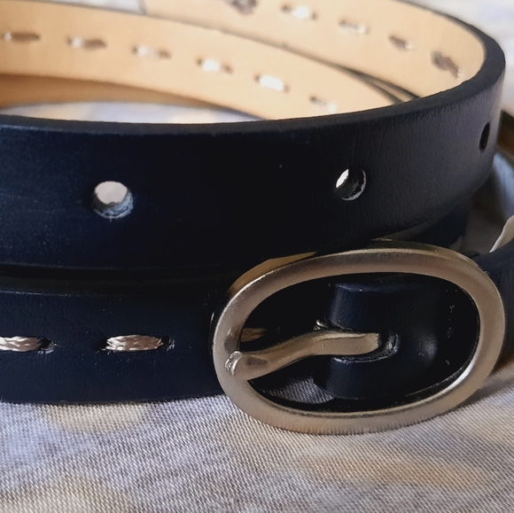 New black/brown stitched skinny leather belt size XL. - Picture 7 of 10